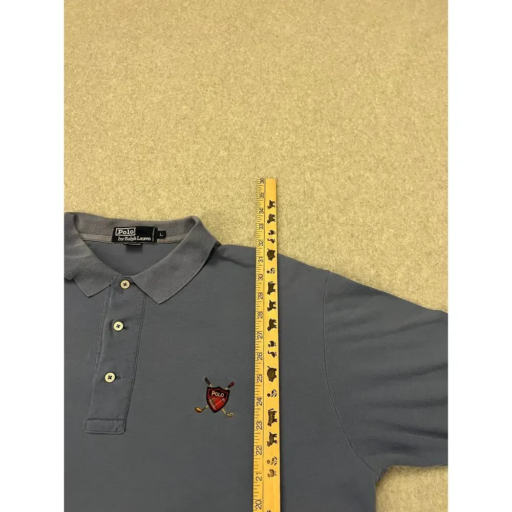 Polo Ralph Lauren Shirt Men's Large Gray Golf‎ Crest Logo Fine Cotton Polos